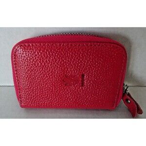 New Firenze Genuine Leather Credit Card Holder Wallet  Red NWOT